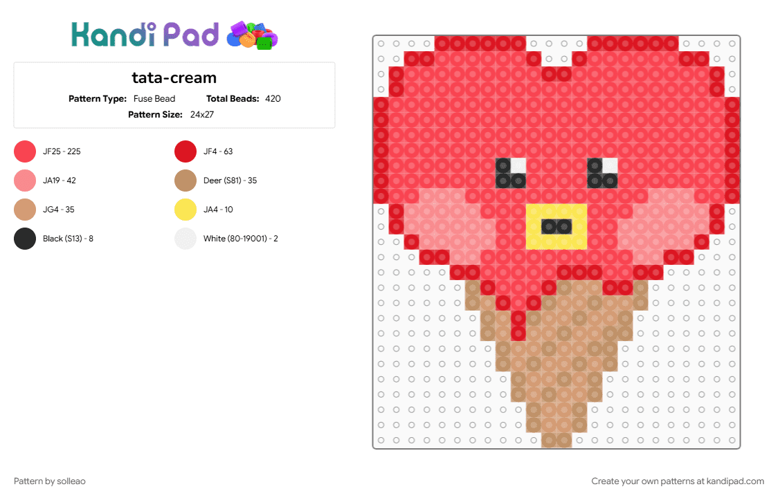 tata-cream - Fuse Bead Pattern by solleao on Kandi Pad - bt21, red