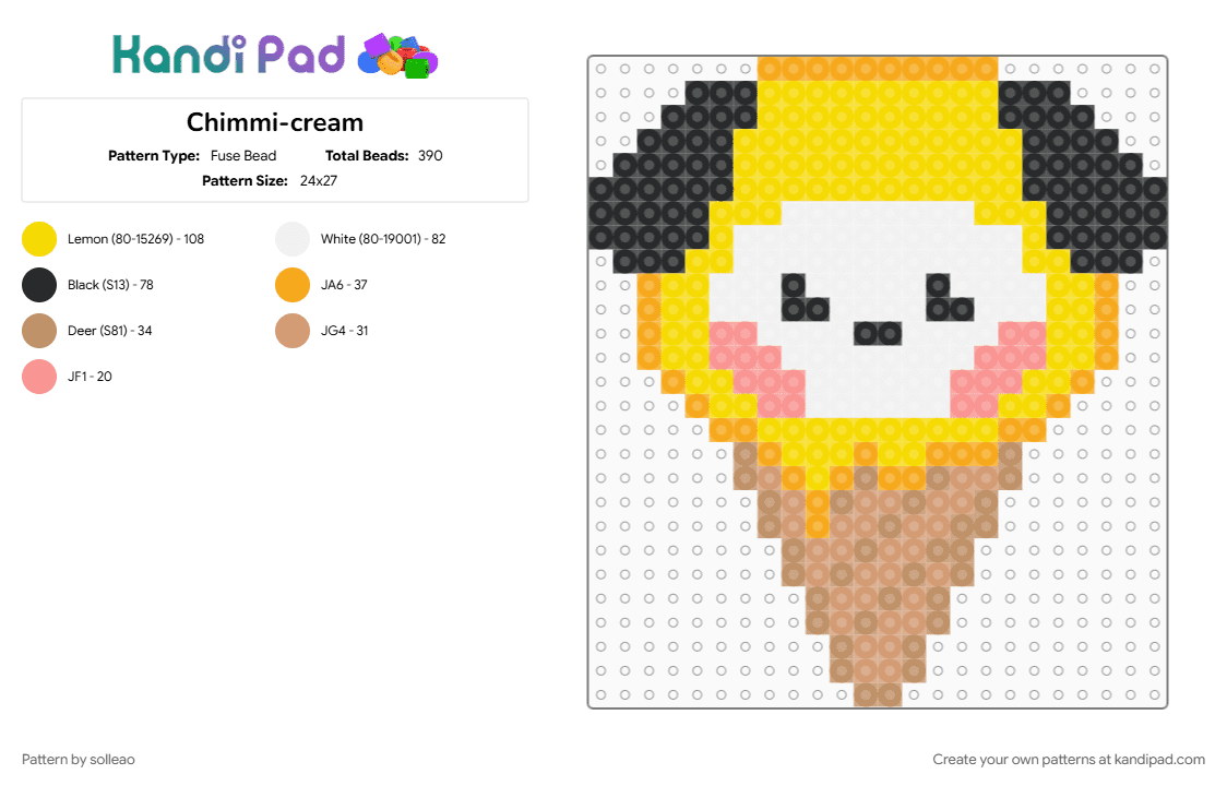 Chimmi-cream - Fuse Bead Pattern by solleao on Kandi Pad - bt21, yellow