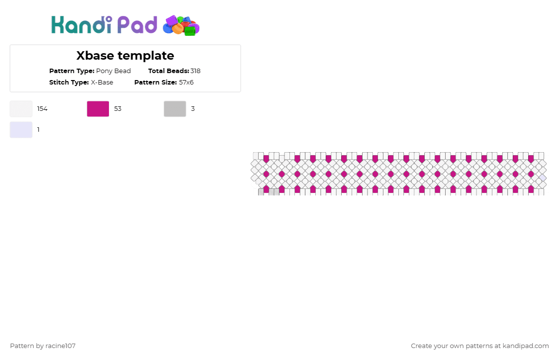 Xbase template - Pony Bead Pattern by racine107 on Kandi Pad - white,pink