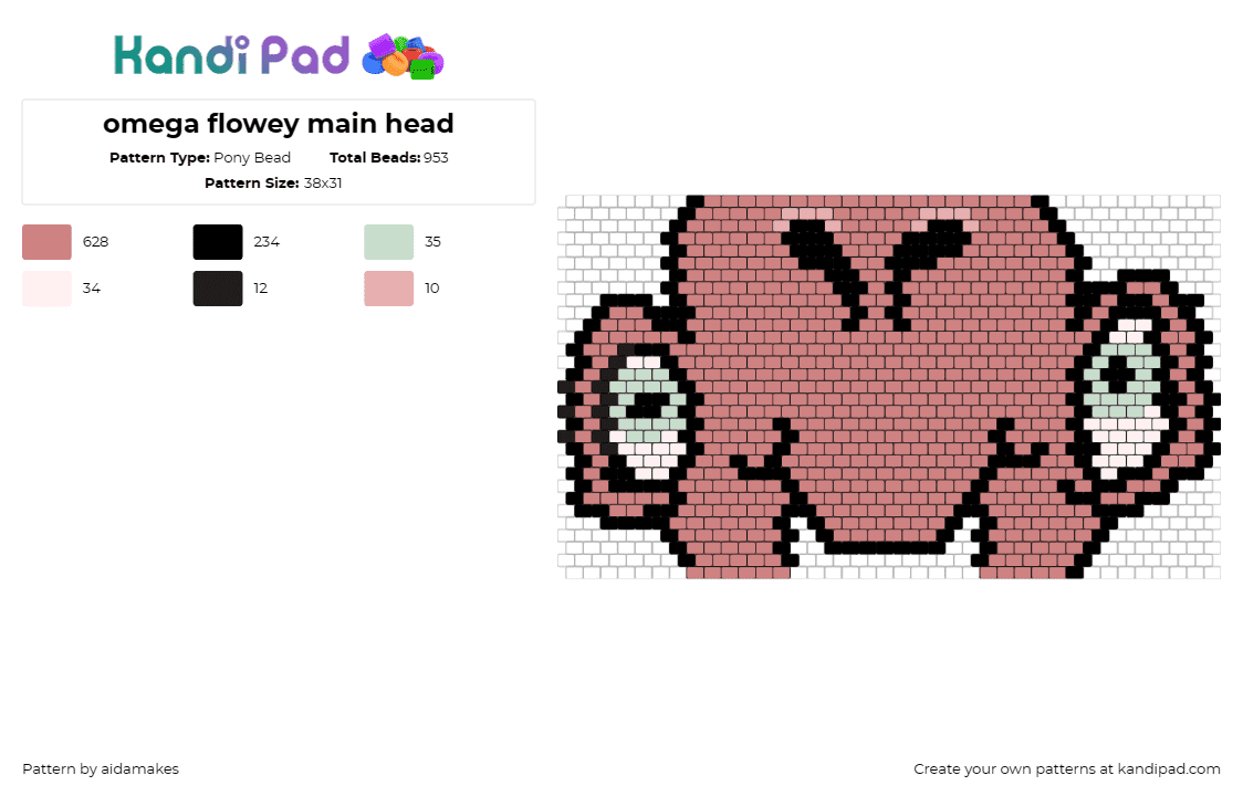 omega flowey main head - Pony Bead Pattern by aidamakes on Kandi Pad - omega flowey,undertale,video games,asriel dreemurr,boss