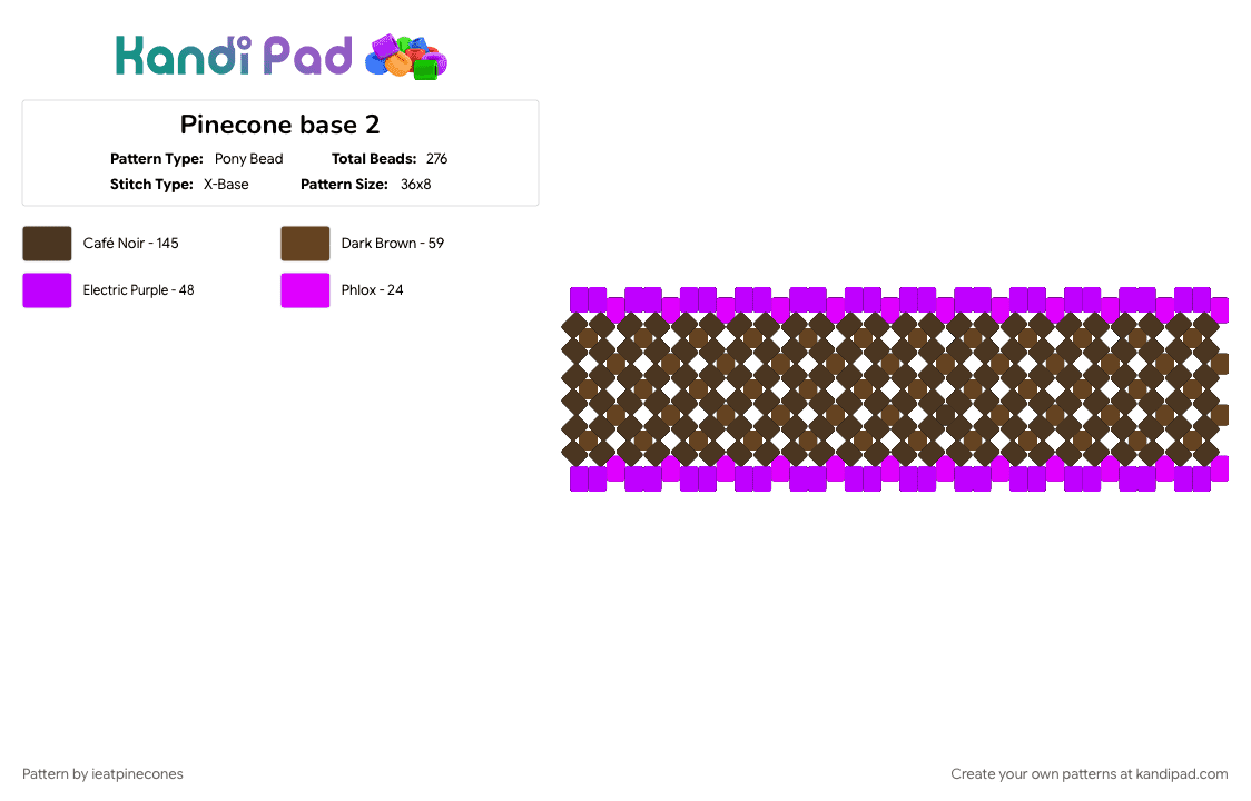 Pinecone base 2 - Pony Bead Pattern by ieatpinecones on Kandi Pad - brown, kandi rotator cuff, panel, pinecone