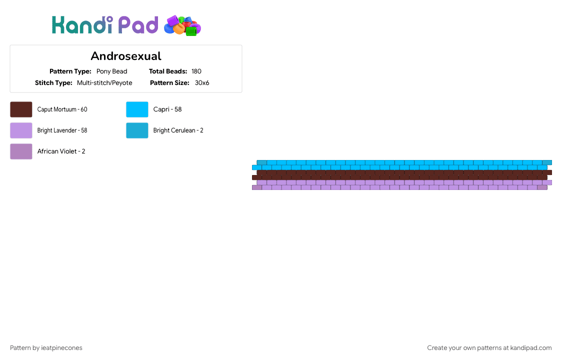 Androsexual - Pony Bead Pattern by ieatpinecones on Kandi Pad - androsexual, brown, light blue, pink, pride