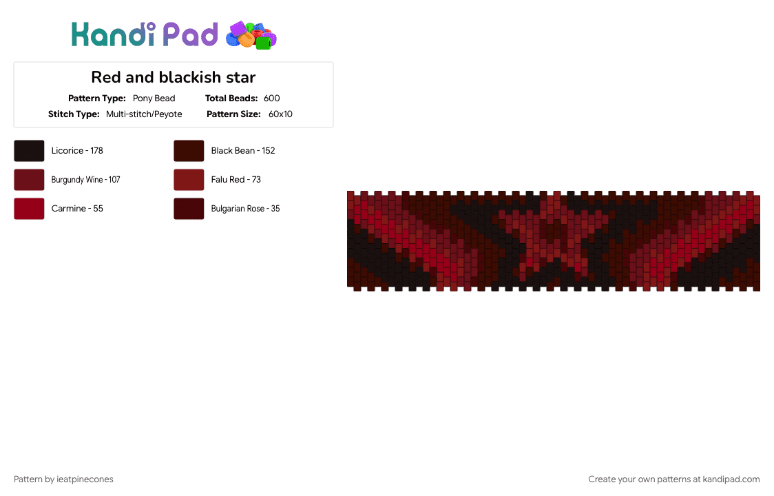 Red and blackish star - Pony Bead Pattern by ieatpinecones on Kandi Pad - brown, red, robots, star