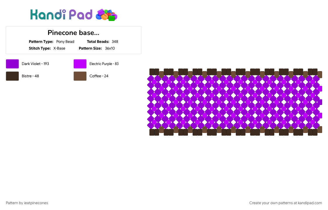 Pinecone base… - Pony Bead Pattern by ieatpinecones on Kandi Pad - panel, purple