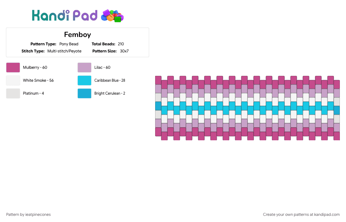 Femboy - Pony Bead Pattern by ieatpinecones on Kandi Pad - femboy, femboy pride, flag, pink