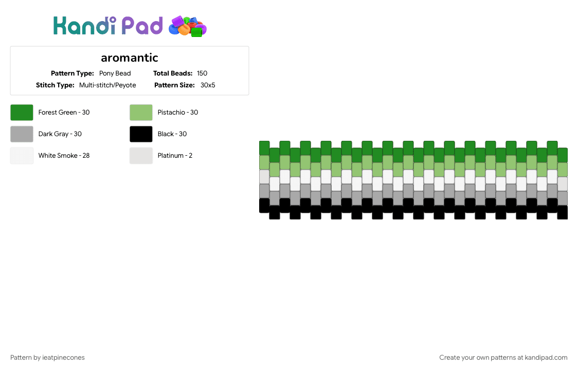 aromantic - Pony Bead Pattern by ieatpinecones on Kandi Pad - aromantic, beige, green, lgbtq, pride