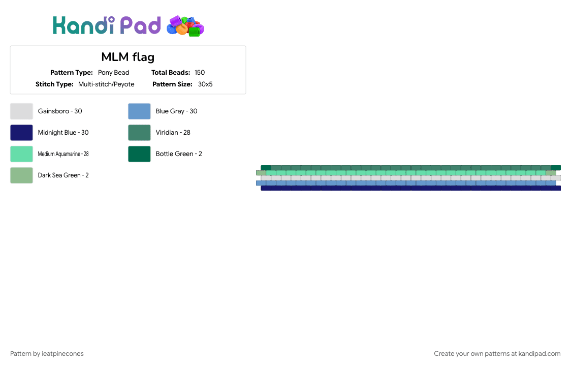 MLM flag - Pony Bead Pattern by ieatpinecones on Kandi Pad - are, gay, lgbtqia, men, mlm, nice, teal