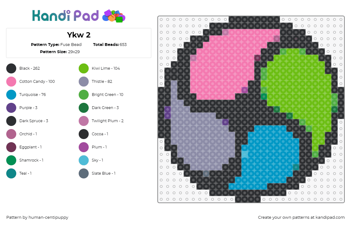 Ykw 2 - Fuse Bead Pattern by human-centipuppy on Kandi Pad - yokai watch,swirl,geometric,video game,yin yang,logo,colorful,pink,green,blue