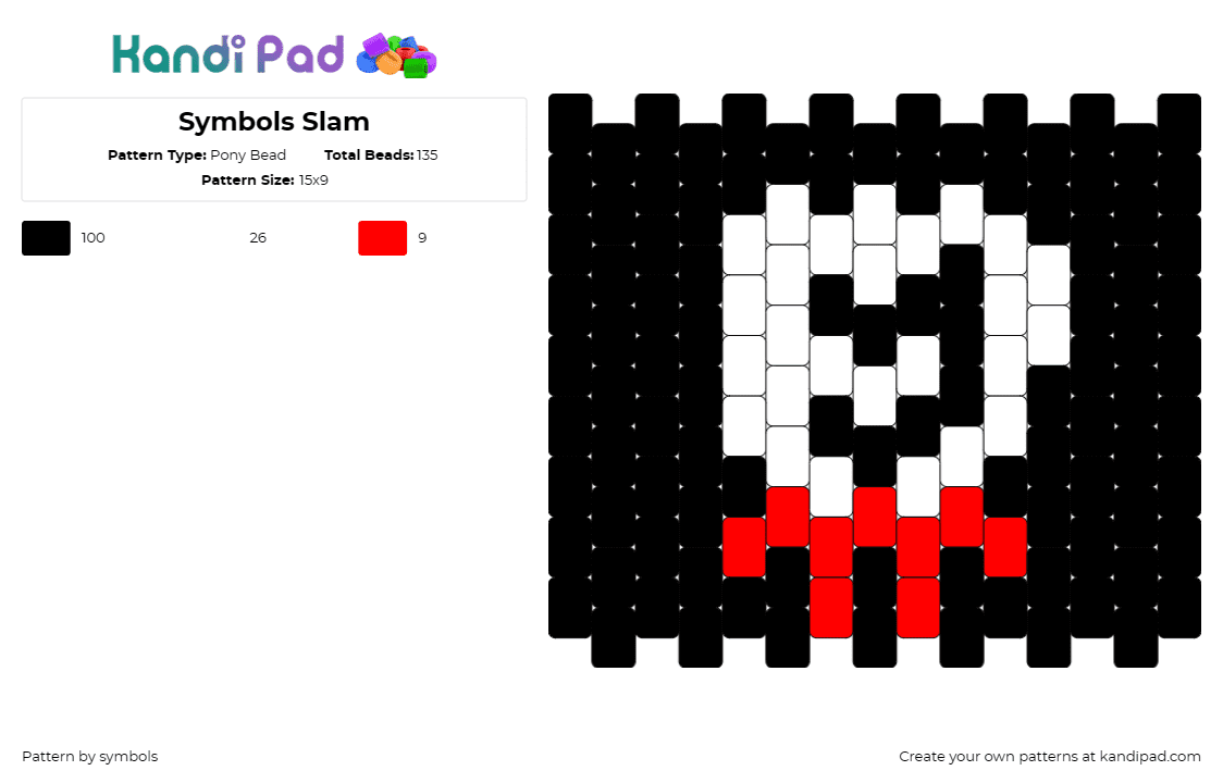 Symbols Slam - Pony Bead Pattern by symbols on Kandi Pad - symbols,slam,fist,punch,dark,panel