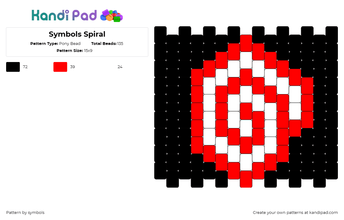 Symbols Spiral - Pony Bead Pattern by symbols on Kandi Pad - symbols,spiral,geometric,dark,panel