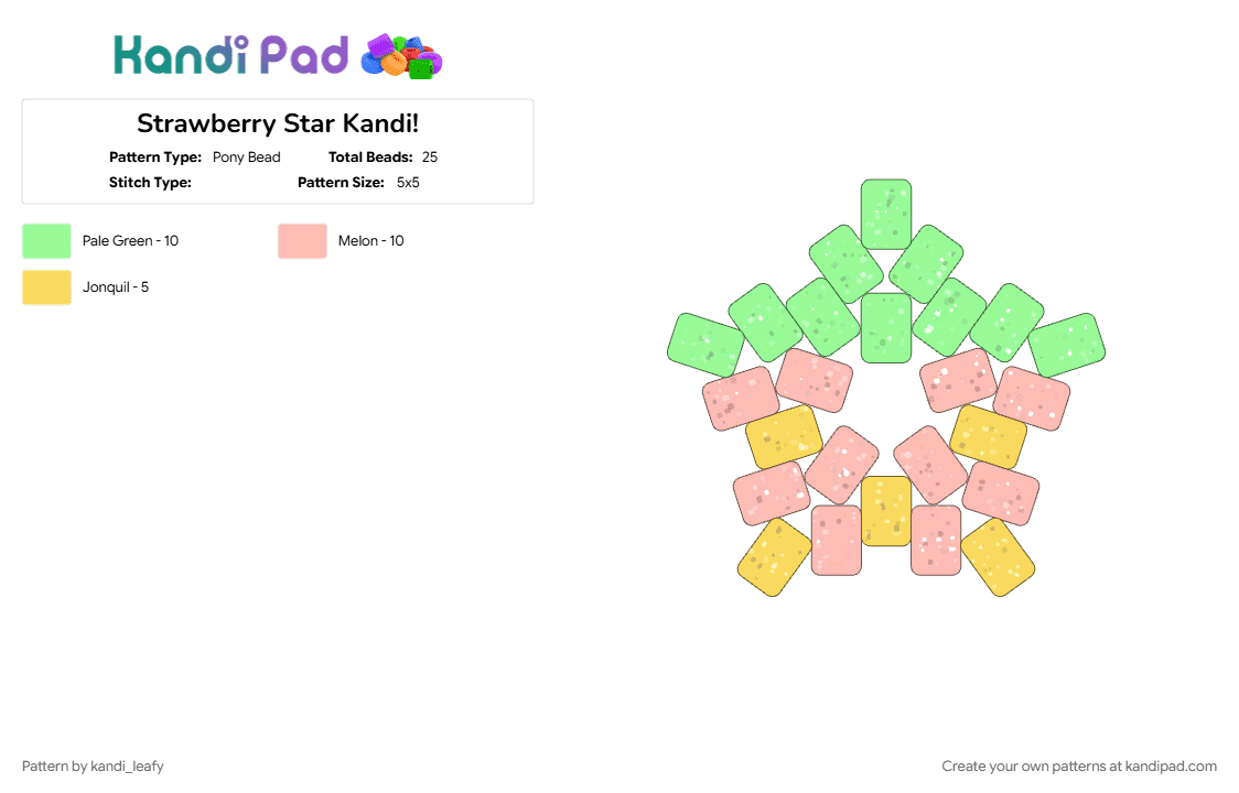Strawberry Star Kandi! - Pony Bead Pattern by kandi_leafy on Kandi Pad - beige, teal