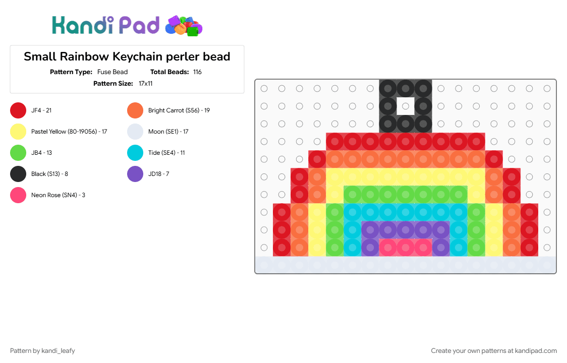 Small Rainbow Keychain perler bead - Fuse Bead Pattern by kandi_leafy on Kandi Pad - cute, keychain, orange, perlerbead, rainbow, red, simple, small, sunshine, yellow