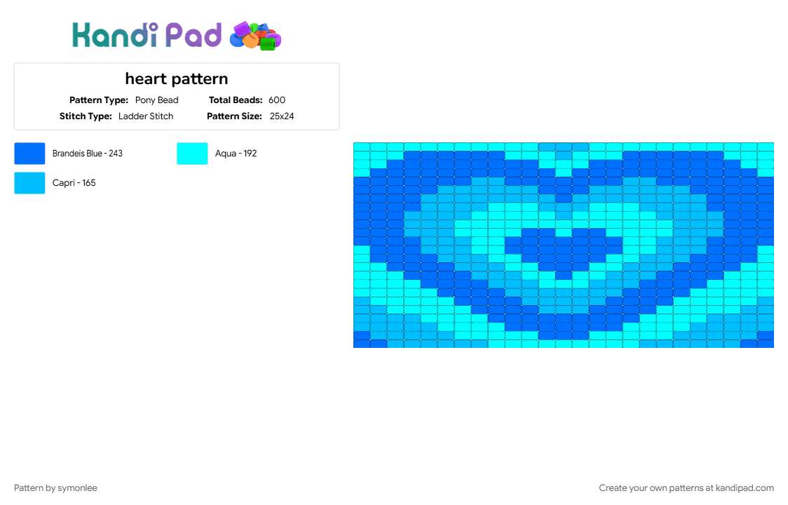 heart pattern - Pony Bead Pattern by symonlee on Kandi Pad - blue, light blue