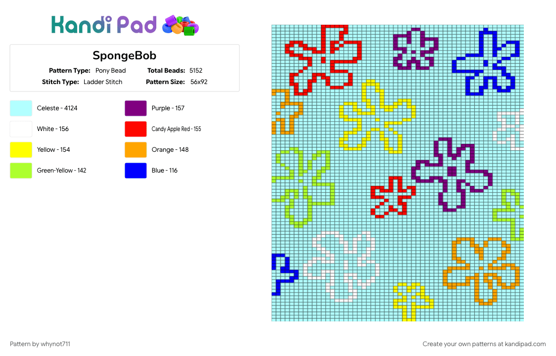 SpongeBob - Pony Bead Pattern by whynot711 on Kandi Pad - light blue