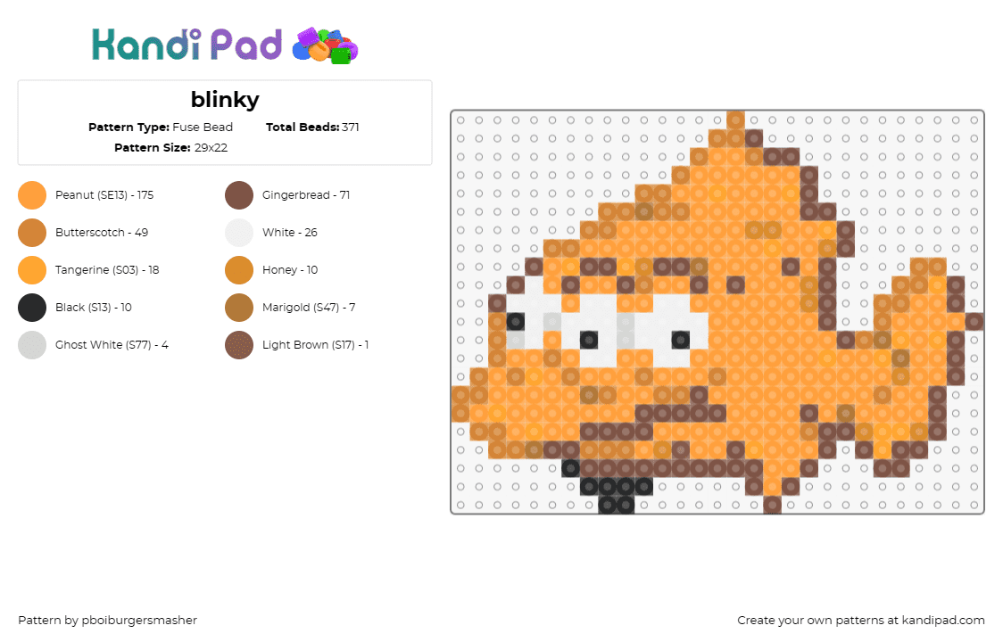 blinky - Fuse Bead Pattern by pboiburgersmasher on Kandi Pad - blinky,futurama,fish,eyes,character,animation,tv show,orange