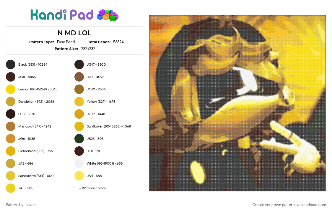 N MD LOL - Fuse Bead Pattern by -cory-da-goat- on Kandi Pad - brown, murder drones n, orange, tan, yellow
