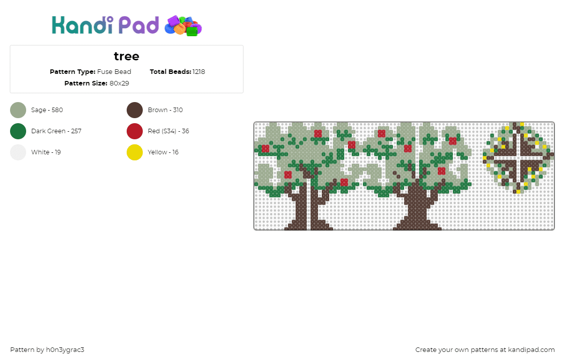 tree - Fuse Bead Pattern by h0n3ygrac3 on Kandi Pad - gray,green,brown