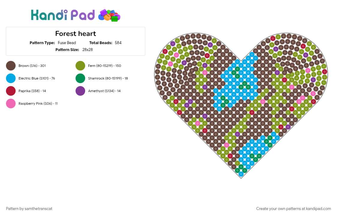 Forest heart - Fuse Bead Pattern by samthetranscat on Kandi Pad - brown, cotdforests, gold