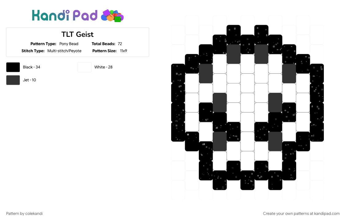 TLT Geist - Pony Bead Pattern by colekandi on Kandi Pad - black, white