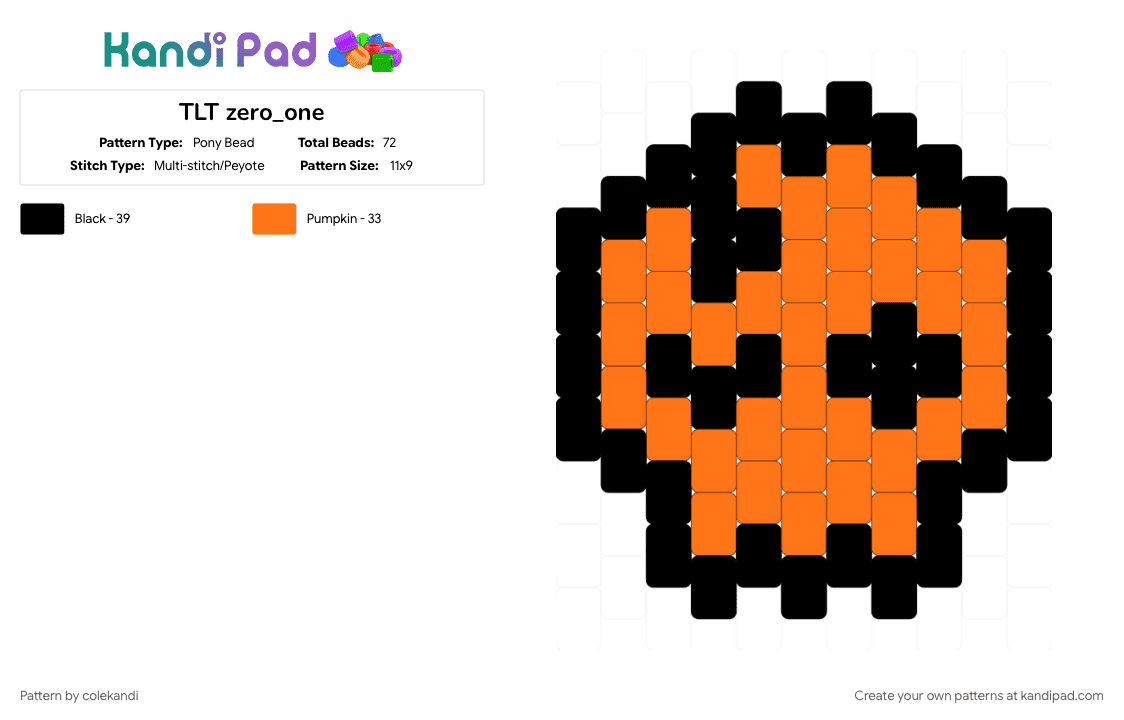 TLT zero_one - Pony Bead Pattern by colekandi on Kandi Pad - black, orange