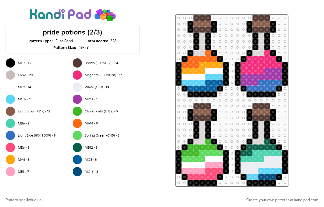 pride potions (2/3) - Fuse Bead Pattern by sillybugjunii on Kandi Pad - beige, blue, colorful, loveislove, pride, stripes, teal