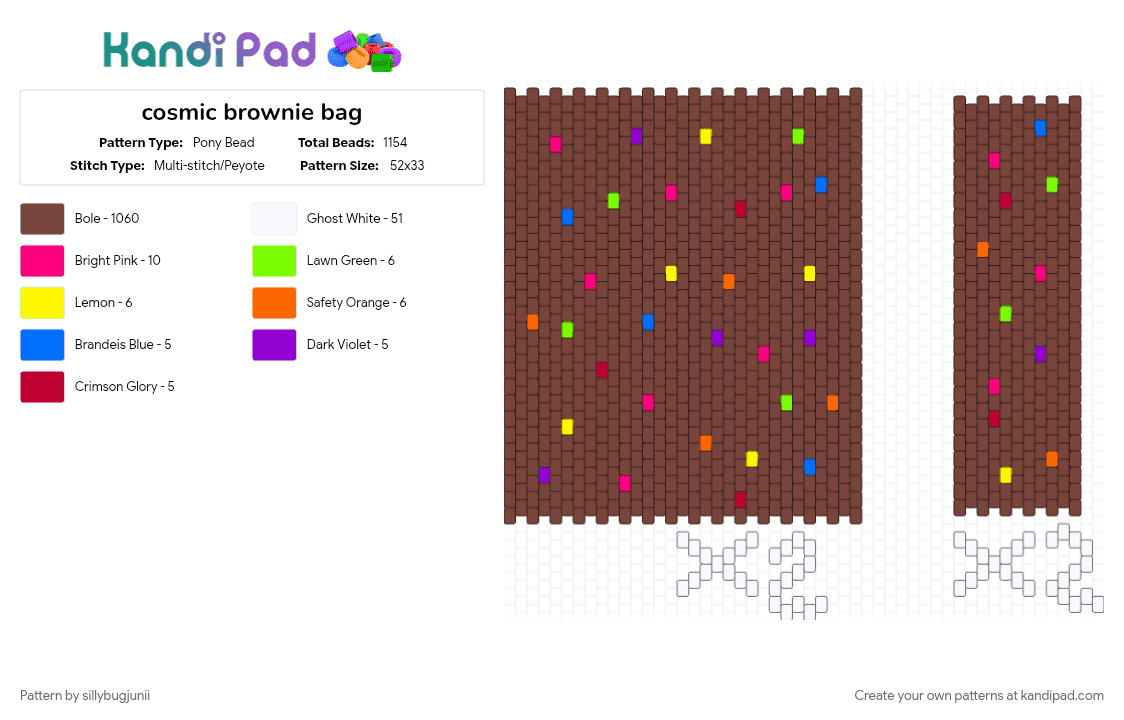 cosmic brownie bag - Pony Bead Pattern by deleted_user_347955 on Kandi Pad - bag, brown, cosmic, cosmic brownie, wow