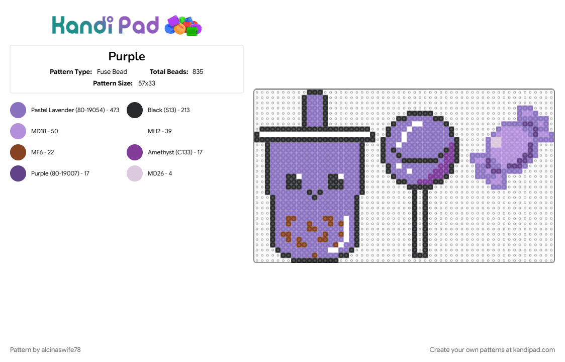 Purple - Fuse Bead Pattern by alcinaswife78 on Kandi Pad - blue