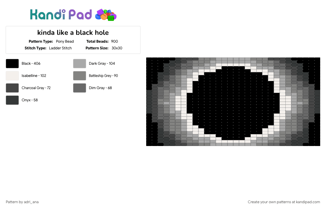 kinda like a black hole - Pony Bead Pattern by adri_ana on Kandi Pad - black, gray