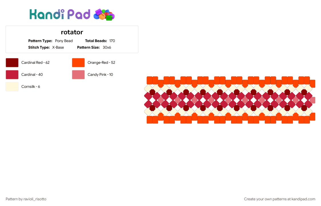 rotator - Pony Bead Pattern by ravioli_risotto on Kandi Pad - red