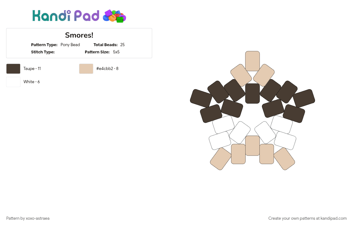 Smores! - Pony Bead Pattern by xoxo-astraea on Kandi Pad - beige, brown, camping, cotdforests, smores