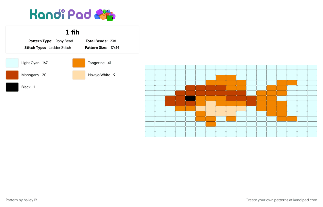 1 fih - Pony Bead Pattern by hailey19 on Kandi Pad - orange, white
