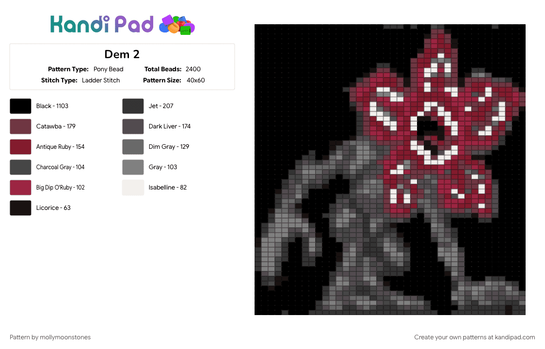 Dem 2 - Pony Bead Pattern by mollymoonstones on Kandi Pad - 