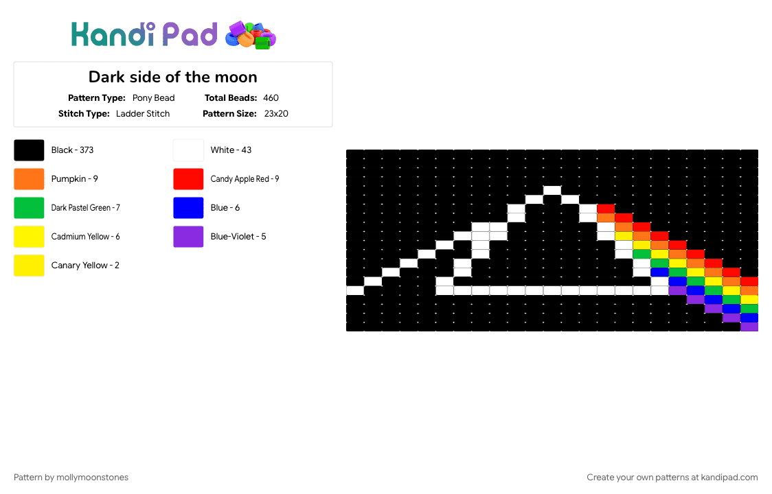 Dark side of the moon - Pony Bead Pattern by mollymoonstones on Kandi Pad - black, colorful, red, white