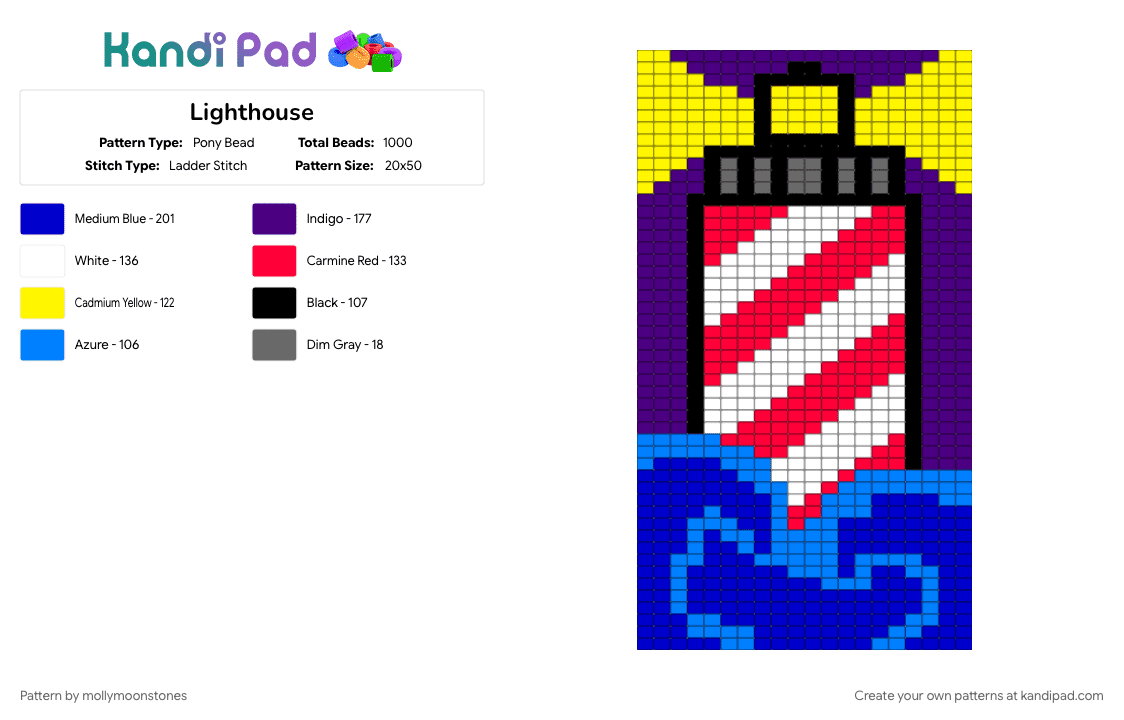Lighthouse - Pony Bead Pattern by mollymoonstones on Kandi Pad - purple