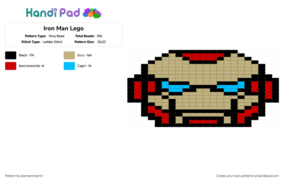 Iron Man Lego - Pony Bead Pattern by alannammartin on Kandi Pad - beige