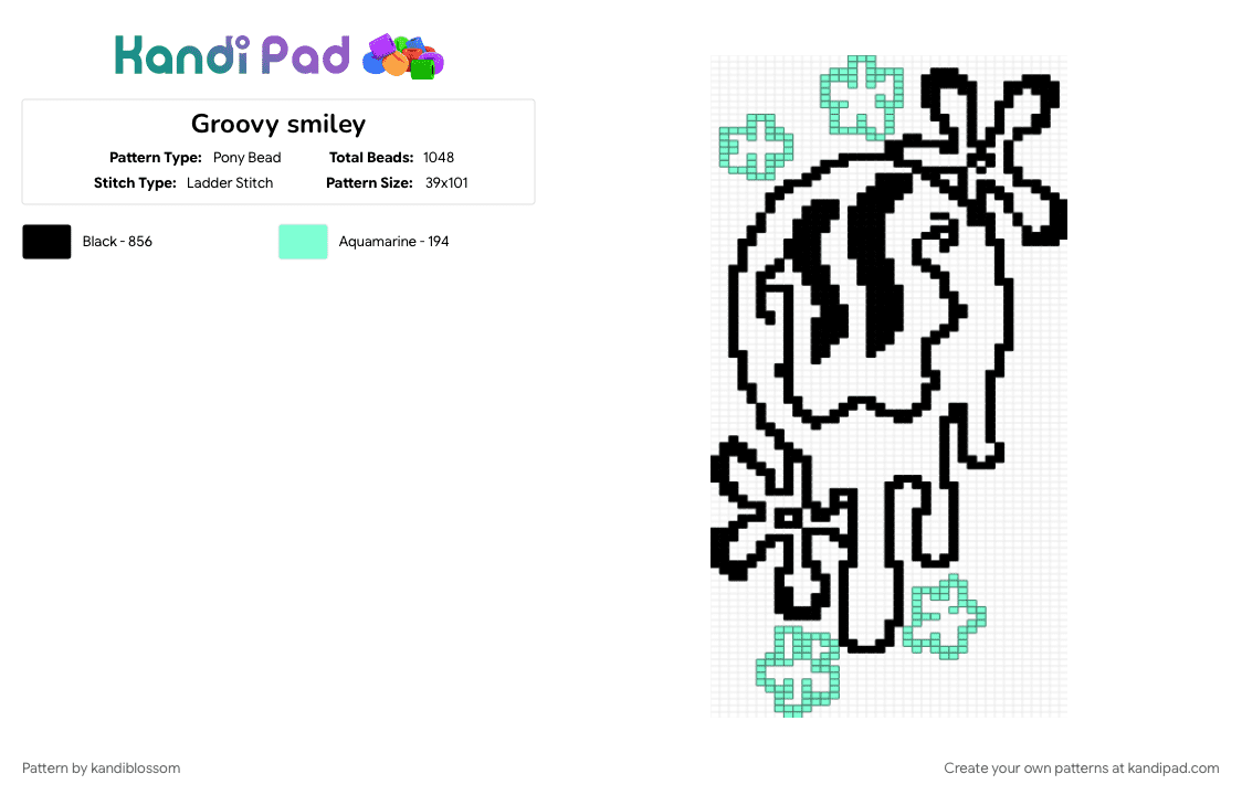 Groovy smiley - Pony Bead Pattern by kandiblossom on Kandi Pad - black