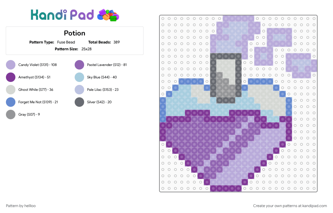 Potion - Fuse Bead Pattern by hellloo on Kandi Pad - cotdpotions, pink, potion