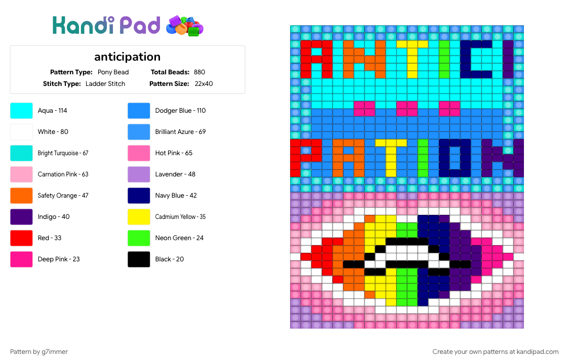 anticipation - Pony Bead Pattern by g7immer on Kandi Pad - light blue, pink