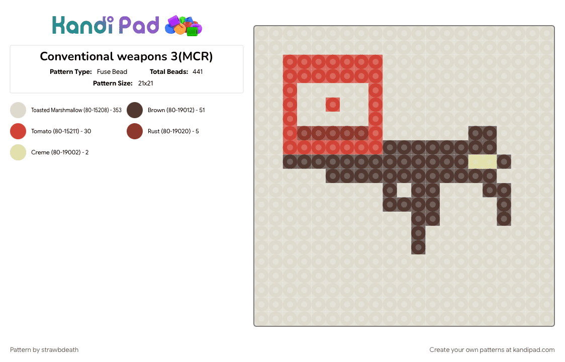 Conventional weapons 3(MCR) - Fuse Bead Pattern by strawbdeath on Kandi Pad - beige