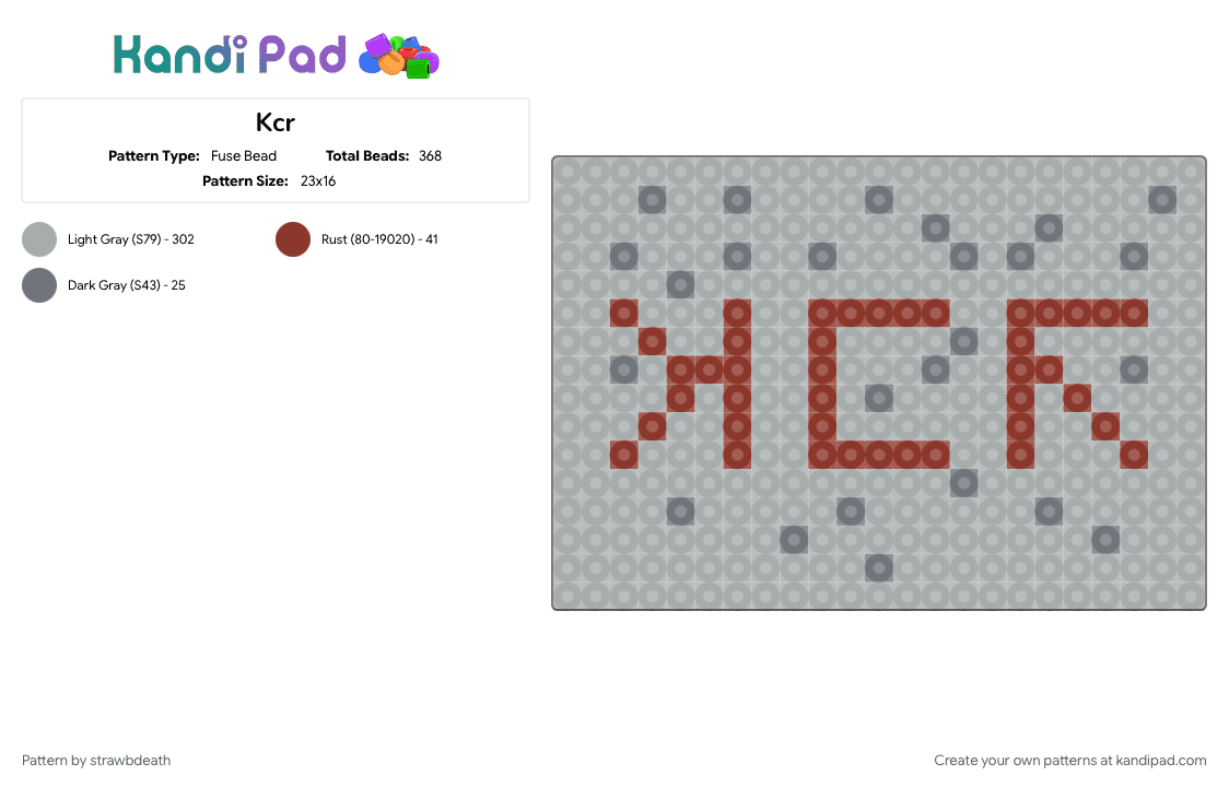 Kcr - Fuse Bead Pattern by strawbdeath on Kandi Pad - 