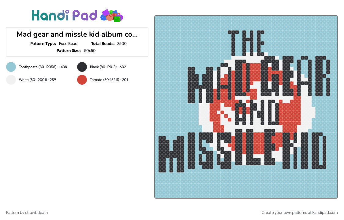 Mad gear and missle kid album cover(MCR) - Fuse Bead Pattern by strawbdeath on Kandi Pad - light blue