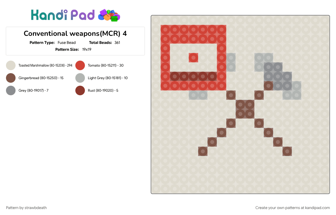 Conventional weapons(MCR) 4 - Fuse Bead Pattern by strawbdeath on Kandi Pad - beige