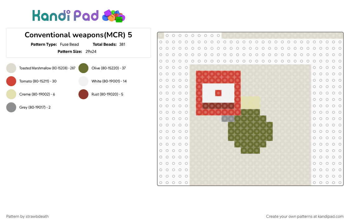 Conventional weapons(MCR) 5 - Fuse Bead Pattern by strawbdeath on Kandi Pad - beige