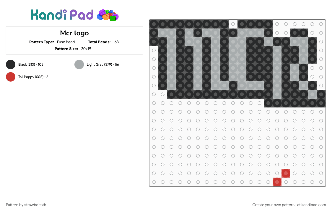 Mcr logo - Fuse Bead Pattern by strawbdeath on Kandi Pad - black, gray