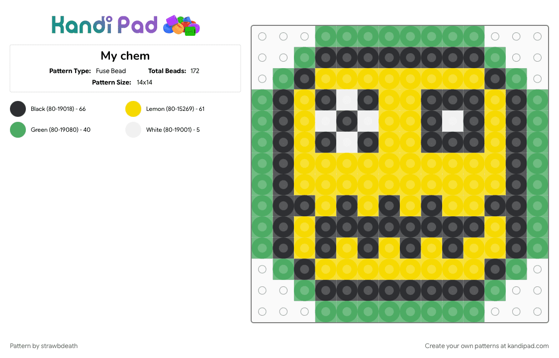 My chem - Fuse Bead Pattern by strawbdeath on Kandi Pad - green, my chemical romance, yellow