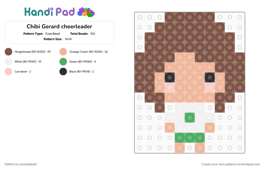 Chibi Gerard cheerleader - Fuse Bead Pattern by strawbdeath on Kandi Pad - tan