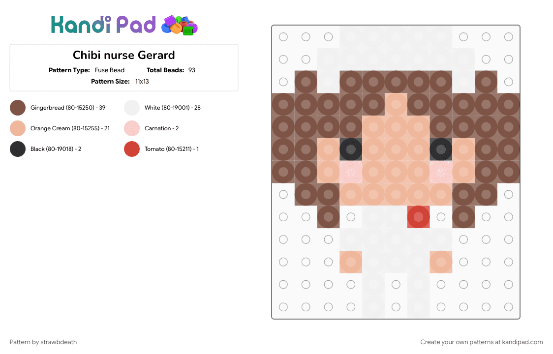 Chibi nurse Gerard - Fuse Bead Pattern by strawbdeath on Kandi Pad - beige, tan