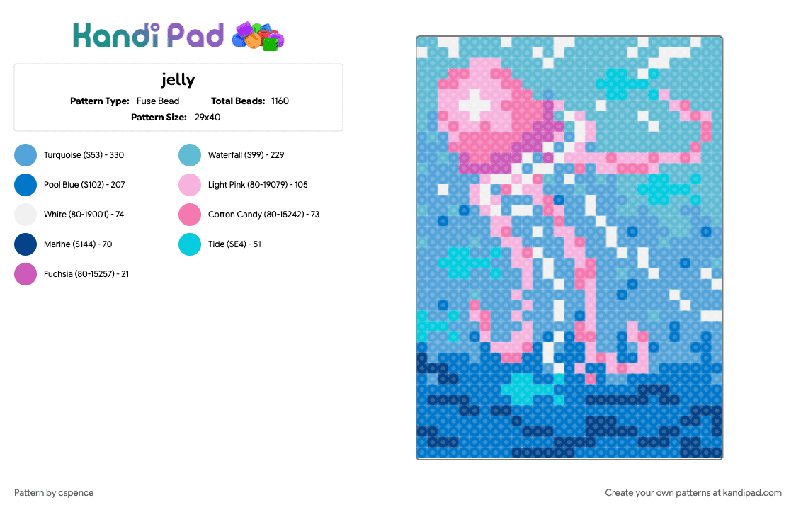 jelly - Fuse Bead Pattern by cspence on Kandi Pad - light blue