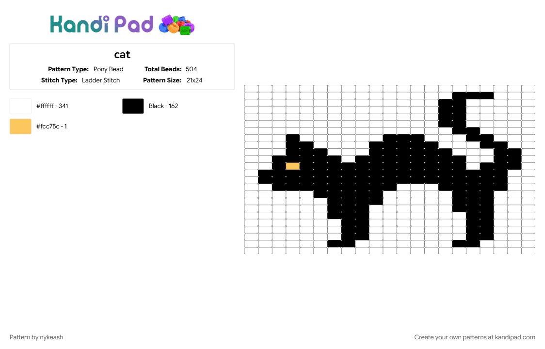 cat - Pony Bead Pattern by nykeash on Kandi Pad - white