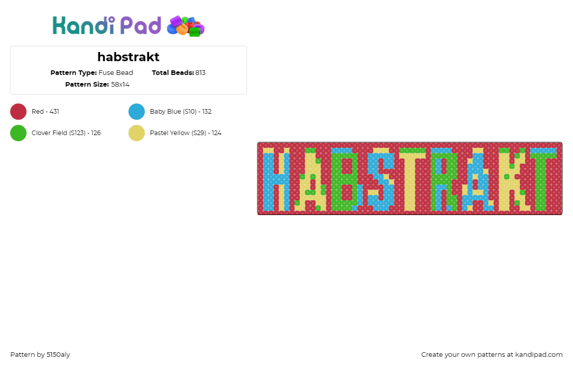 habstrakt - Fuse Bead Pattern by 5150aly on Kandi Pad - habstrakt,logo,dj,edm,music,colorful,text,red,yellow,green,blue